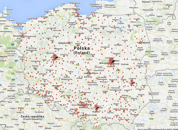 
                    Best hunting grounds in Poland - map        
